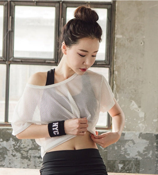 Yoga Hollow Out Mesh Shirt