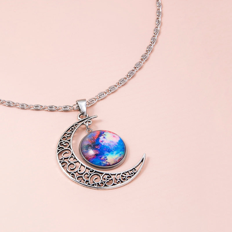 Galaxy Planet Star Glass Necklace