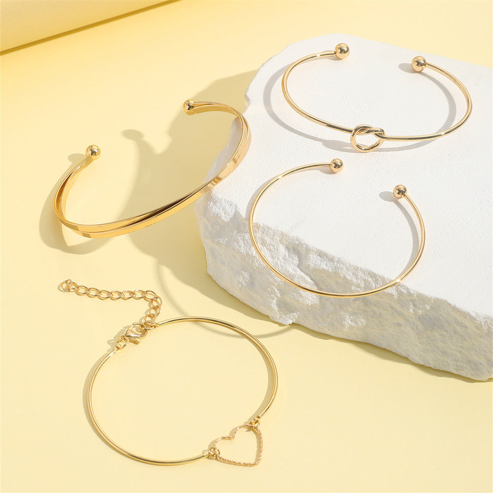 Vintage Crystal Heart Letter Bracelet