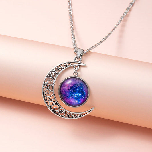 Galaxy Planet Star Glass Necklace