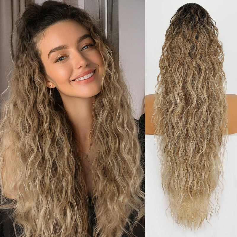 Grip Ponytail Fluffy Human Hair Wigs