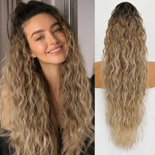 Grip Ponytail Fluffy Human Hair Wigs