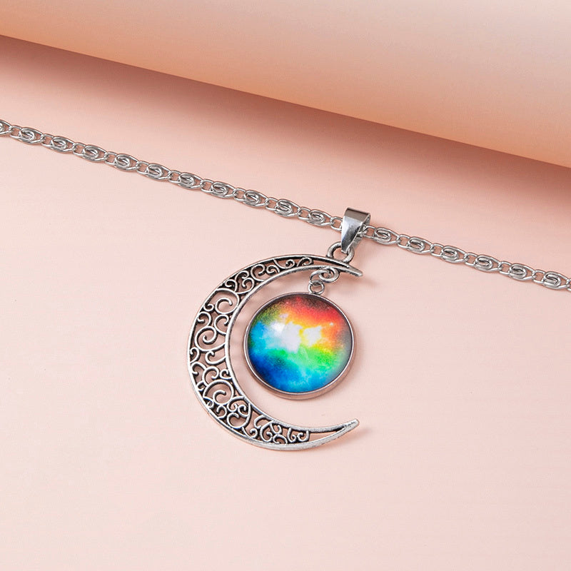 Galaxy Planet Star Glass Necklace